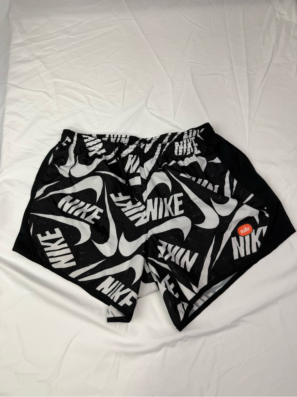 Nike Women's Black & White Allover Logo Athletic Shorts